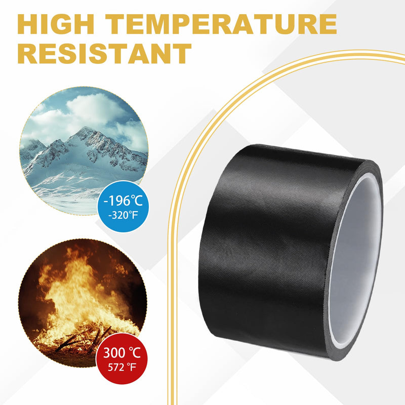 PATIKIL High Temperature PTFE Tape 2-3/8 Inch x 33 Feet, PTFE Coated Fiberglass Adhesive Tape for Vacuum Sealer Machines Hand-Impulse Sealers Insulation, Black