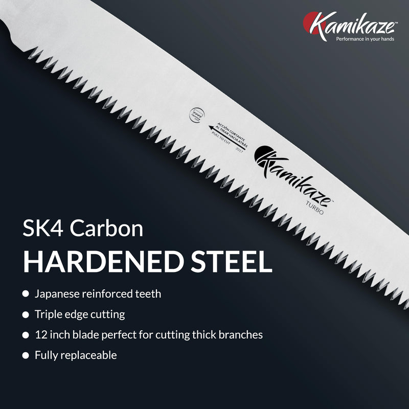 EZ Kut Kamikaze Straight Blade Pruning Saw – 18" Heavy Duty SK5 Carbon Steel – Japanese Pull-Cut Technology – Ergonomic Anti-Fatigue Grip – Tree Trimming Hand Saw with Scabbard Straight Saw