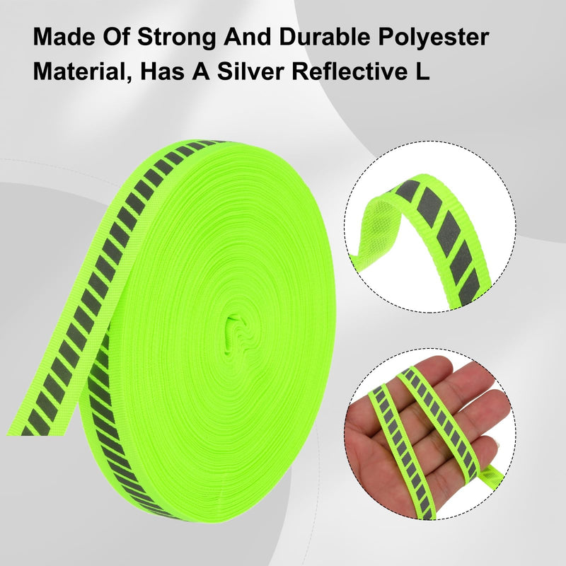 PATIKIL Reflective Tape Strip, 0.8" x 150FT High Visibility Fabric Stripe Florescent Webbing Ribbon Sew on Warning Safety Tape for Bags Clothing Raincoats, Green 0.8"x 150FT