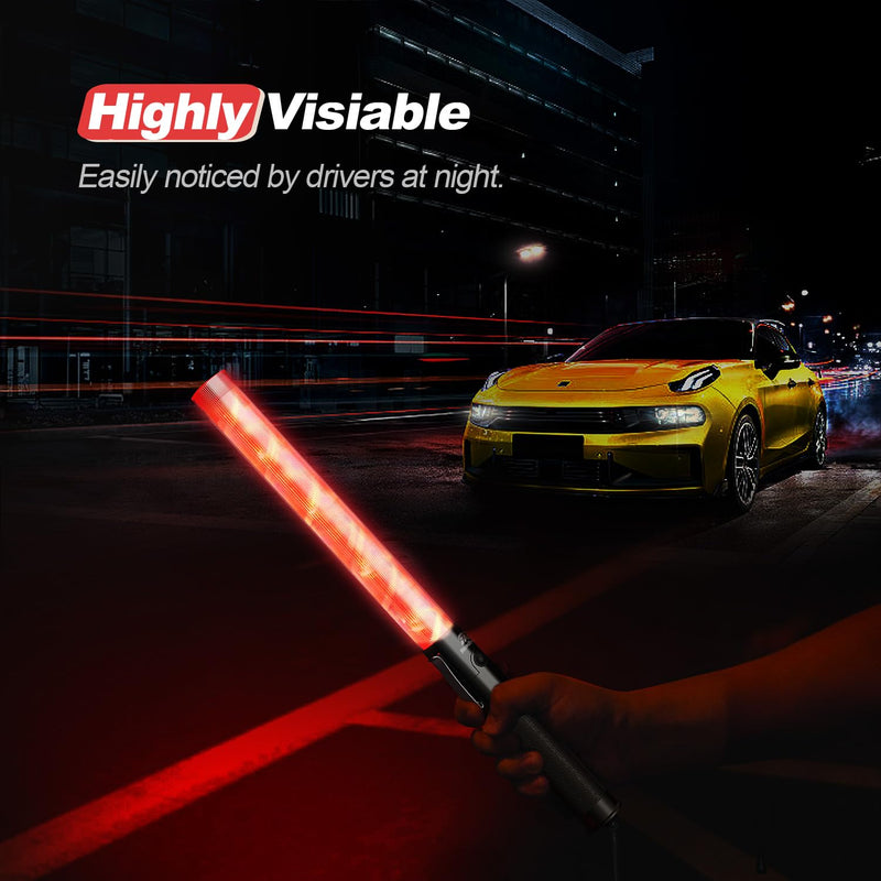 [Australia - AusPower] - 2 Pack Traffic Wand, 16 Inch Led Traffic Control Baton, Safety Light Wands with 2 Flashing Modes, Air Marshaling Signal Wand with Side Clip for Airport, Parking, Car Directing 2 Pack of 16 inch 