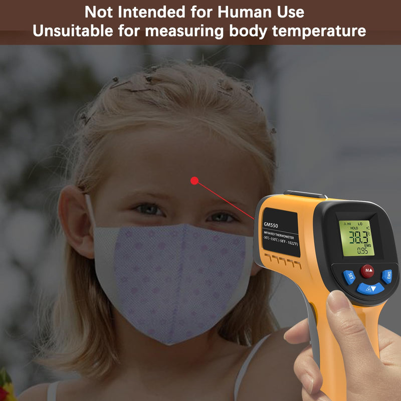 [Australia - AusPower] - Infrared Thermometer Laser Temperature Gun, Digital IR Thermometer for Cooking, Meat, Food, Pizza Oven, Grill, Handheld Non Contact Heat Gun -58°F ~1022°F(-50℃~550℃), Not for Human 