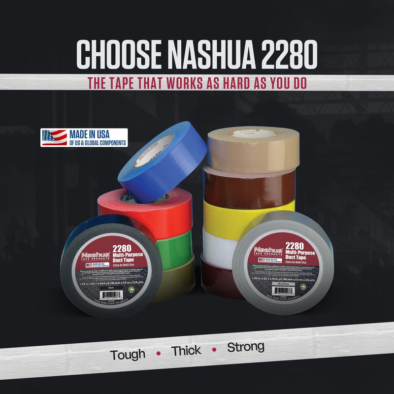 Nashua 2280 Olive Drab Green Duct Tape, All Purpose, Water Resistant, 1.89 Inch x 60 yds, 1 Roll OD Green 1.89" x 60yds