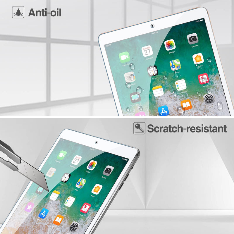 [Australia - AusPower] - 2 Pack Screen Protector for 9.7" iPad 6th 5th / iPad Pro 9.7 2016 / iPad Air 2 / iPad Air 1, Tempered Glass Film Guard for iPad 6 5 2018 2017, iPad Air 2nd 1st 2014 2013 2 Pack 
