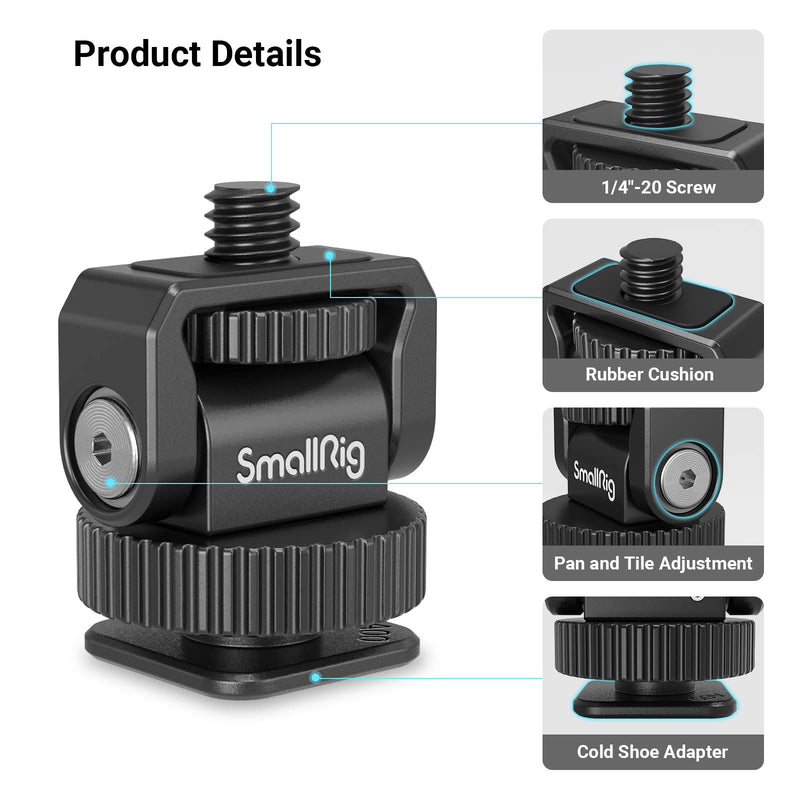 [Australia - AusPower] - SmallRig 1/4" Mini Ball Head Cold Shoe Mount Adapter with 1/4"-20 Thread for Camera Phone Cage LED Video Light-3577 