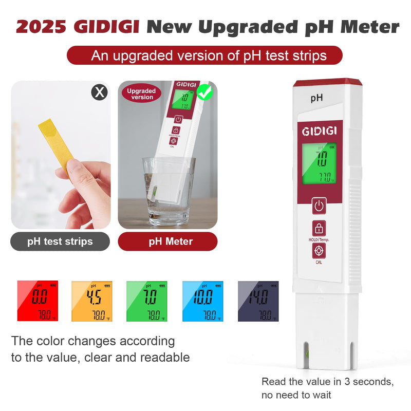 [Australia - AusPower] - Digital pH Tester Meter with pH Calibration Solution 