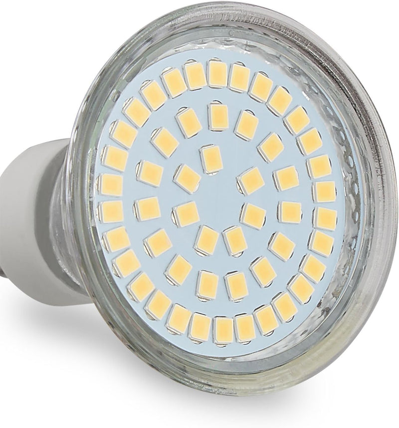 HCFEI LED GU10 Bulb, 3 W Lamp Spotlight 425 lm, No Flickering, AC 100-240 V, SMD LED Spotlight 120° Classic Glass, Replaces 50 W Halogen Bulbs (5 - Warm White 3000 K)