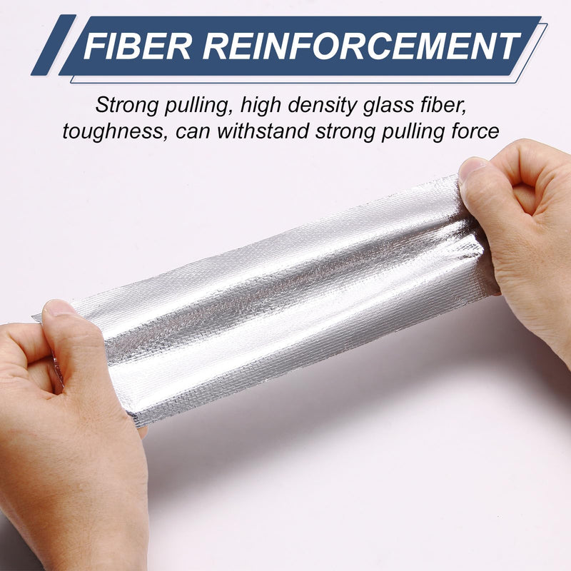 Fiberglass Aluminum Foil Tape 6 Inch x 66 Feet (5.9mil) – Heavy Duty HVAC Metal Tape,High Temp Waterproof Insulation Adhesive for Ductwork, Furnace, Dryer Vent, AC, Pipe Sealing & Repair silver