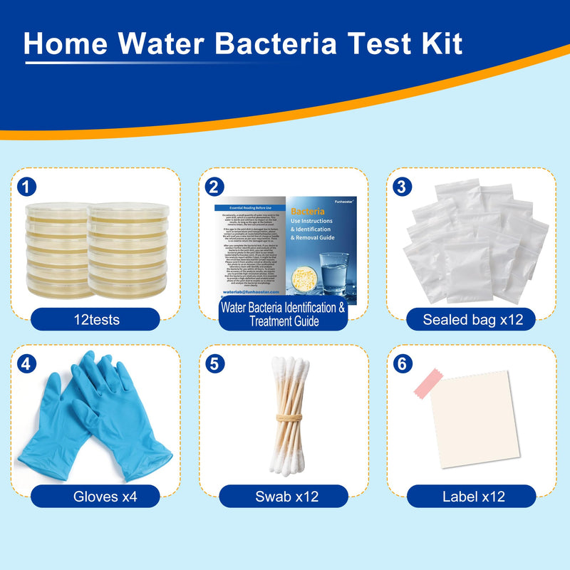 [Australia - AusPower] - Bacteria Test Kits for Drinking Water - 12 Tests Detect Coliform, E.coli & All Bacteria | Home Quality Testing Kit for Well, Tap, Pool, Hot Tub & City Water | Easy DIY Tester with Free Lab Analysis 