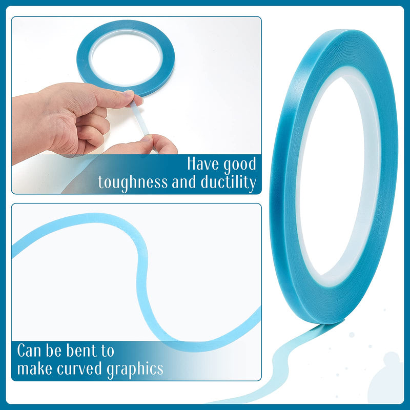 [Australia - AusPower] - 5 Rolls of Vinyl Tape Masking Tape Automotive Car Auto Paint for Curves, High Temperature Vinyl Low Tack(1/16 Inch, 1/8 Inch, 1/4 Inch, 1/2 Inch, 3/4 Inch, Blue) 1/16 Inch, 1/8 Inch, 1/4 Inch, 1/2 Inch, 3/4 Inch 