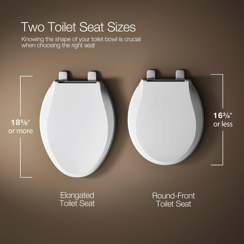 KOHLER K-28004-0 Drift ReadyLatch Quiet Close Elongated Toilet Seat, White, Grip-Tight Installation, Slam Prevention