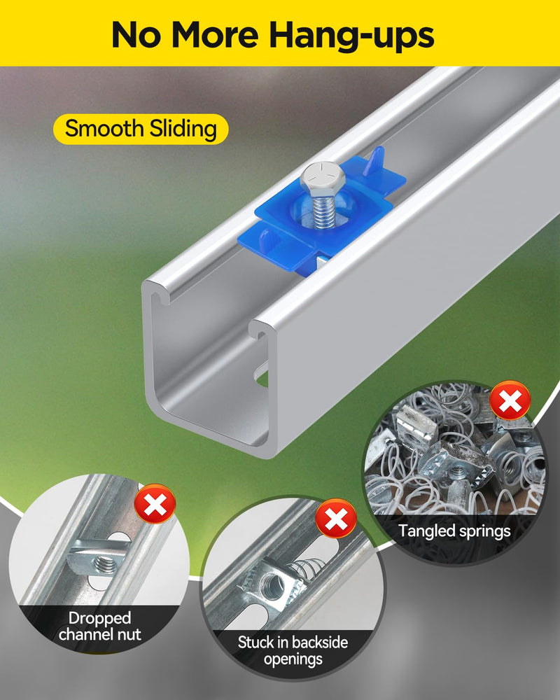 [Australia - AusPower] - 1/4"-20 Nylon Channel Squeeze Nut and Bolt - 16 Pcs, White Strut Channel Caps - 20 Pack 