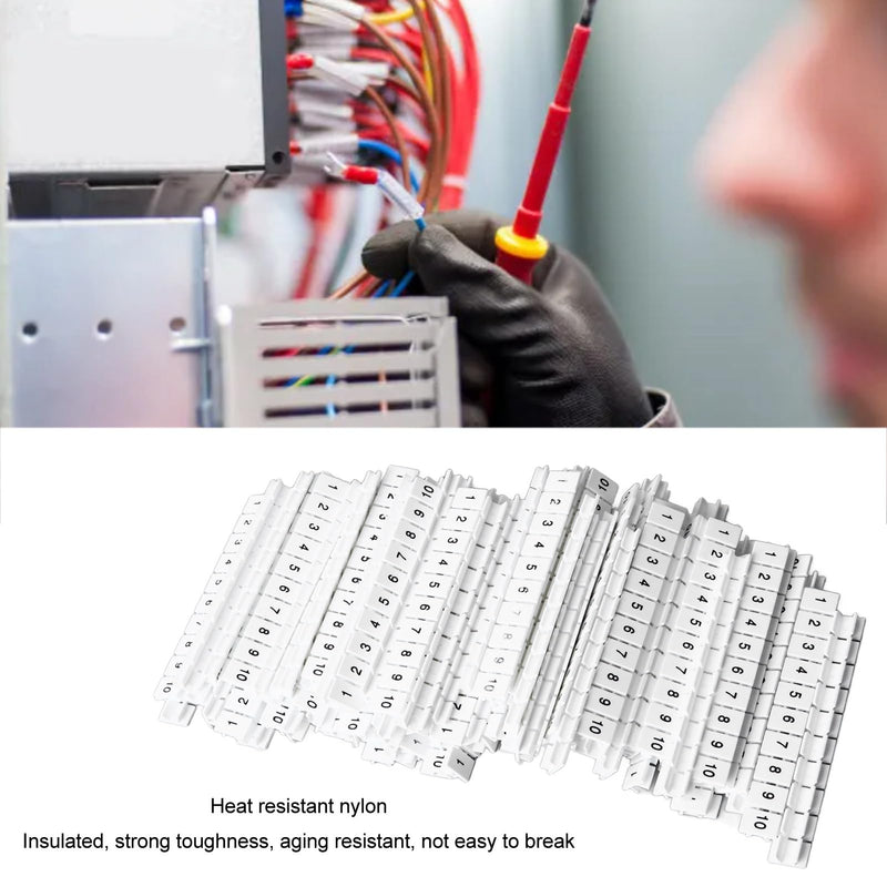 100PCS Terminal Marker Strip Blocks Labels MarkingHeat Nylon Terminal Blocks LabelsMarkers Bar Clear Visible Numbered Assembly