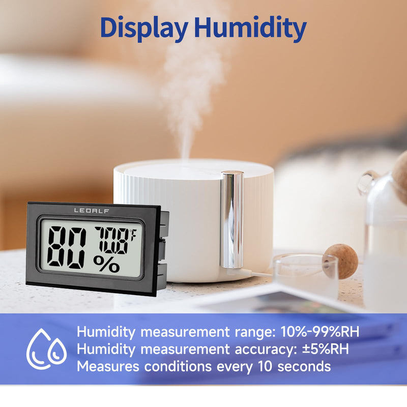 Humidity Meter Hygrometer Room Thermometer Indoor Digital Temperature and Humidity Monitor Mini Hygrometer Thermometer for House Office Home Garden and Cellar, 6 Pack Style B-Black-6pcs