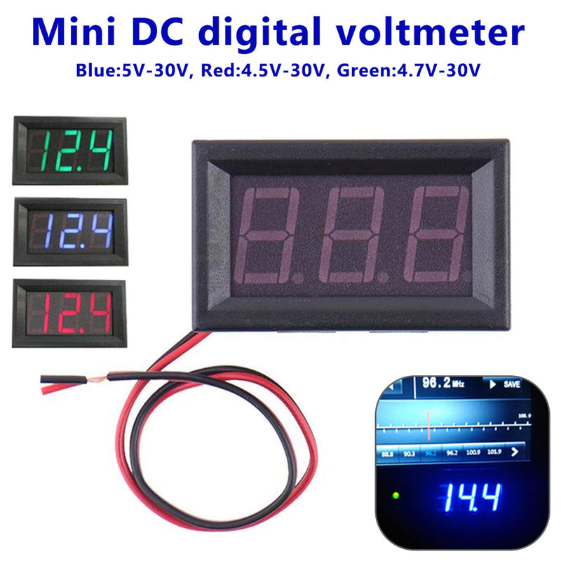 [Australia - AusPower] - 2-Pack Two Wires Mini LED Digital Voltmeter Voltage Meter DC 4.5V to 30V Voltage Panel Meter for 6V 12V Electromobile Motorcycle Car Red 4.5-30V 