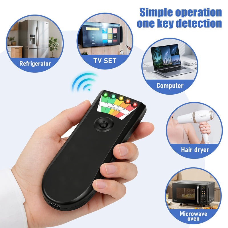 Upgraded Rechargeable EMF Meter with 5 Level LED EMF Meter Portable Handheld Magnetic Field Detector for Ghost Hunting and Inspections in Home, Electromagnetic Paranormal Equipment Tester (2 Pack) 2Pack