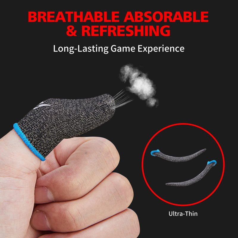 [Australia - AusPower] - Gaming Finger Sleeve for Mobile Game Controller (6 Pack) Thumb Sleeve for PUBG Anti-Sweat Breathable Seamless (Charcoal Gray Blue) Charcoal Gray Blue 