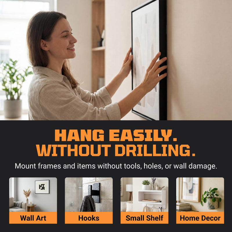 TOOLTROOPERS Wall-Safe Double-Sided Mounting Tape - Heavy-Duty 2-Sided Adhesive Tape - Damage-Free Removal, No Residue - Easy-Peel Liner for Home, Office, DIY, Posters & Signs – 16.4 ft Roll (Black)