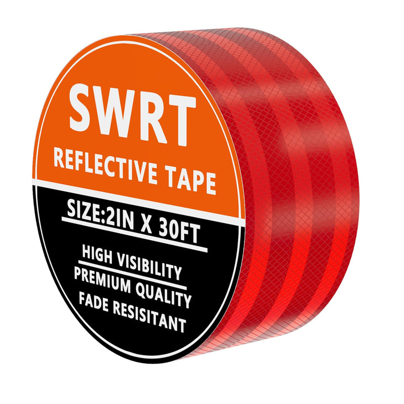 SWRT 2 Inch X 30 FT Reflective Tape Outdoor Waterproof DOT-C2 Fade Resistant Red Reflective Tape Strong Adhesive Safety Warning Tape Reflector Conspicuity Tape for Trailer Trucks Bikes 2IN x 30FT