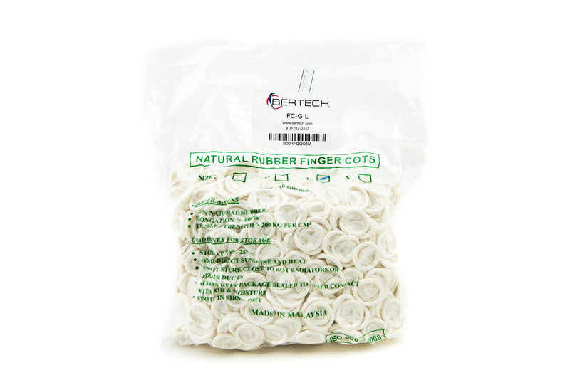 [Australia - AusPower] - Bertech General-Purpose Latex Finger Cots, Powder-Free, Large, White (Pack of 1440) 