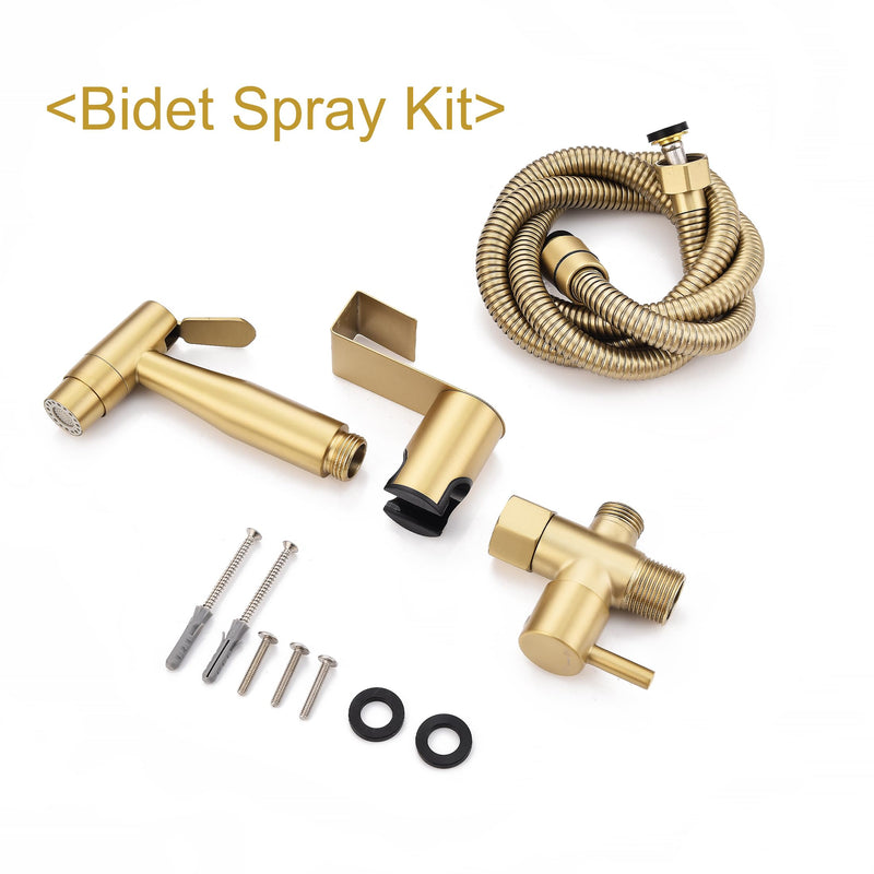 Brushed Gold Bidet Sprayer for Toilet, Stainless Steel Cloth Diaper | Jet and Soft Spray Modes, Handheld Spray, For Cloth Diaper Sprayer, For Bathing Pets, For Feminine Wash, Bidet Sprayer Single Brushed Gold