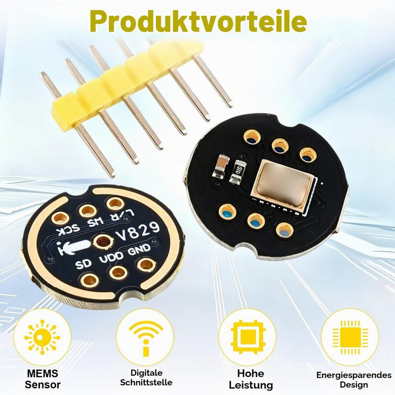 Pack of 3 Omnidirectional Microphone Module for INMP441 24 Bit I2S MEMS Interface Digital Output Microphone Compatible with ESP32 Arduino Microphone Module Precise Audio Recording for Voice Projects | 3 Stück Digitales Ausgang Mikrofon,Kompatibel für E...