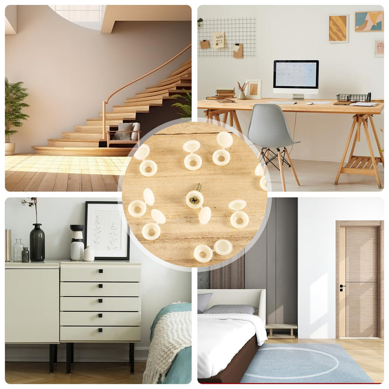 [Australia - AusPower] - 100pcs Screw Cover Caps, Plastic Hinged Screw Caps Folding Screw Covers Small Screw Cap Covers Screw Snap Covers for Screw Heads Protection (Cream Color) Cream Color 