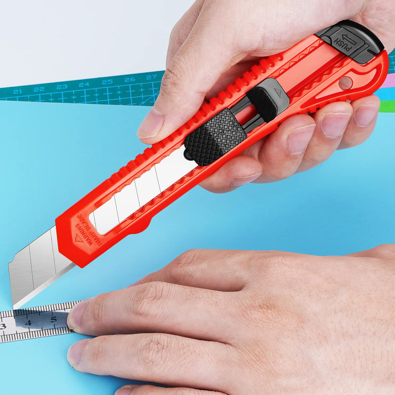 [Australia - AusPower] - DIYSELF 30 Pack Box Cutter Retractable, 18mm Box Knife, Utility Knife Retractable with Snap Off Blade, Boxes Cutter Knives for Cardboard, Art, Craft Red 