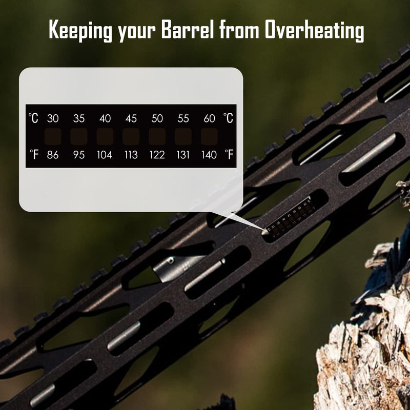 Aolamegs 10 Pack Rifle Barrel Temperature Stickers, 30-60°C/86-140°F Horizontal Temperature Label, 7-Point Reversible Thermolabel for Keeping Your Barrel from overheating