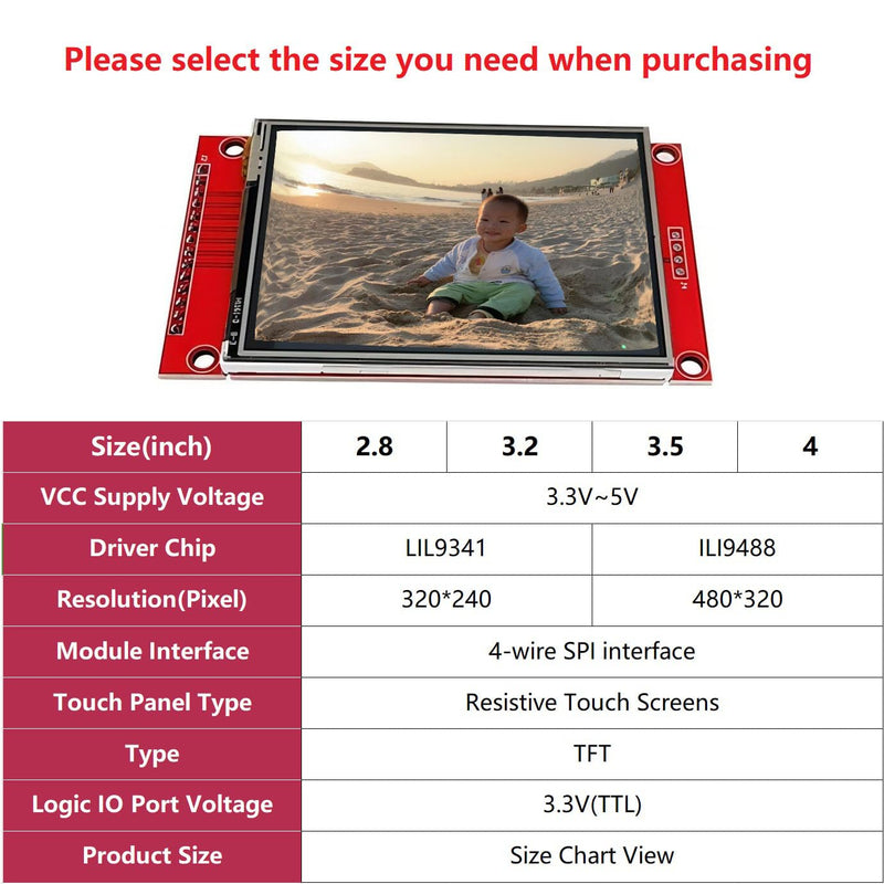 [Australia - AusPower] - TFT LCD Touch Display Module SPI Interface for Arduino (2.8", 320x240, ILI9341) 2.8" SPI TFT LCD Display Touch Panel 