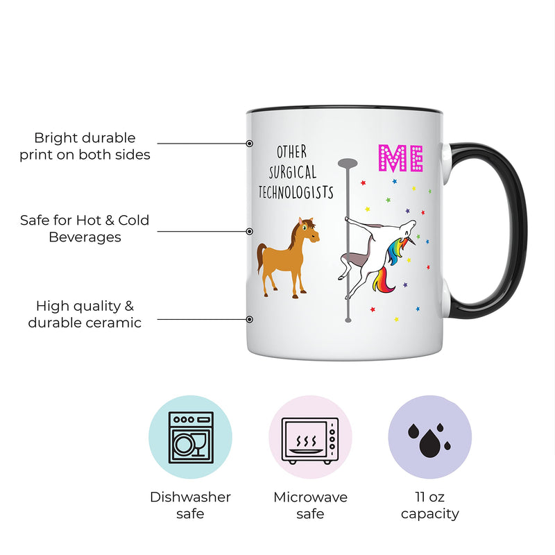 [Australia - AusPower] - YouNique Designs Surgical Technologist Mug, 11 Ounces, Surgery Tech Cup, Surgical Technology Coffee Mug for Women and Men, Surgical Nurse, Surgical Technician Gifts (Black Handle) Black Handle 