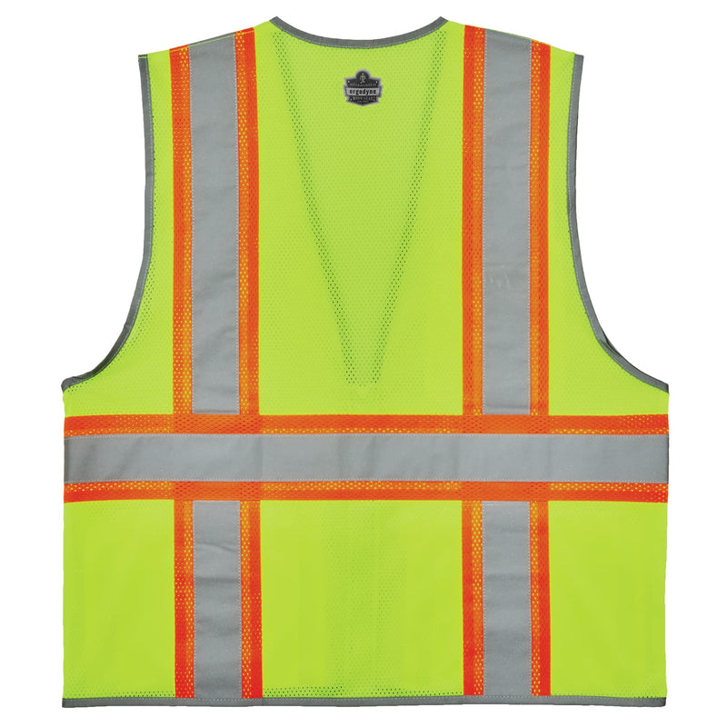 Ergodyne GloWear 8246Z Two-Tone Safety Vest, High Visibility Mesh, Reflective Piping, Pockets for Storage, ID Badge Holder Lime 3X-Large