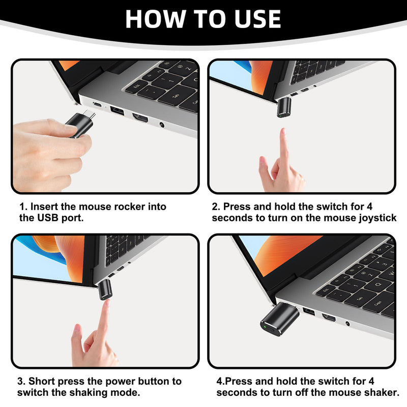 Mouse Jiggler USB C Non-Detectable Mouse Mover Automatic Mouse Mover with 3 Modes Switch Button Mover Automatic Mouse Jiggler Driver-free Plug & Play for Home Office Keeps Laptop Awake | Mausbeweger mit 3Modi Schaltertaste Beweger Automatisch Maus Jigg...