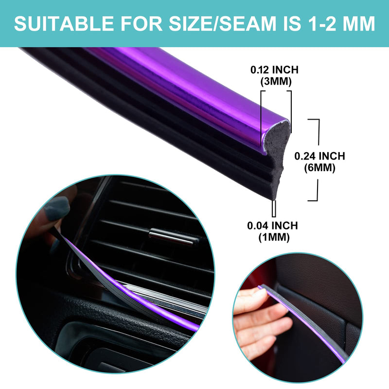 Spurtar 2 Rolls x 33Ft Car Pinstriping Tape Grey & 16.4ft/5M Car Interior Trim Strips Purple