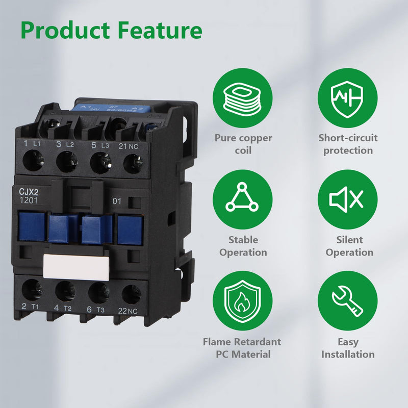 Wengart Industrial Contactor CJX2-1201, AC24V 3NO1NC Ie12A An Important Part of Industrial Control Systems 1NC_AC24V