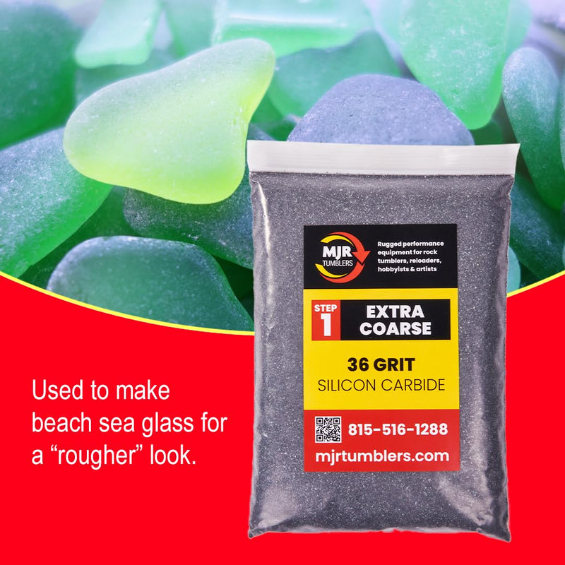 [Australia - AusPower] - 1lb MJR Tumblers 36 Grit Premium Extra Coarse Extremely Fast Cutting Silicon Carbide Rock Polishing Grit for Step/Stage 1, MJR Tumblers is a Disabled and Veteran Owned Company Proudly Located in USA 1 LB 36 Grit Step 1 