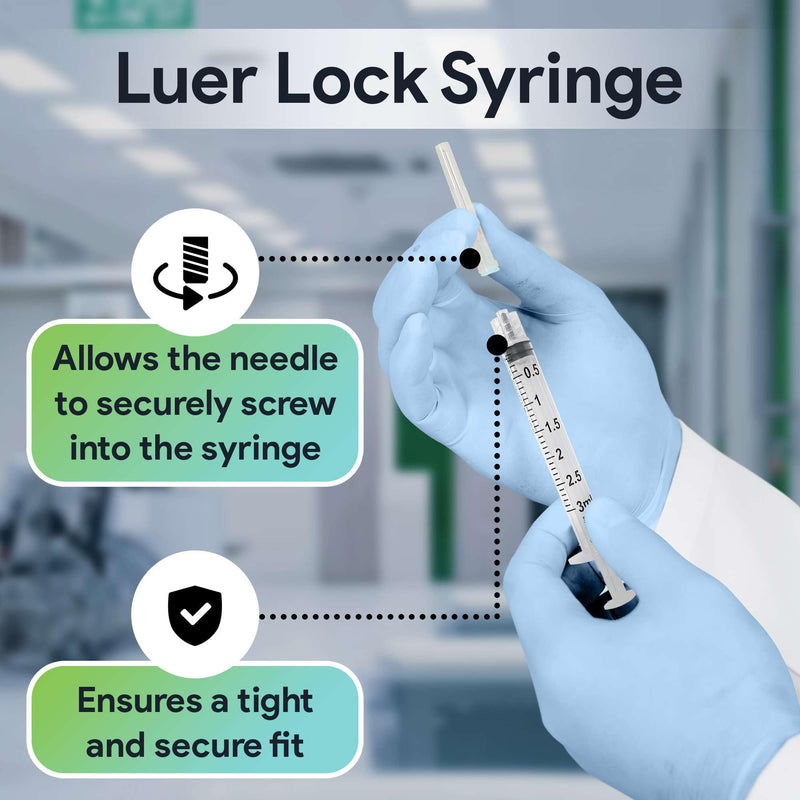 [Australia - AusPower] - 3 ml Syringe without Needle - 25 Pack of Individually Wrapped Disposable Syringes - Good for Medical, Scientific Lab, Home Use, and More - Sterile Luer Lock Syringes 3 ML 25 Pack 