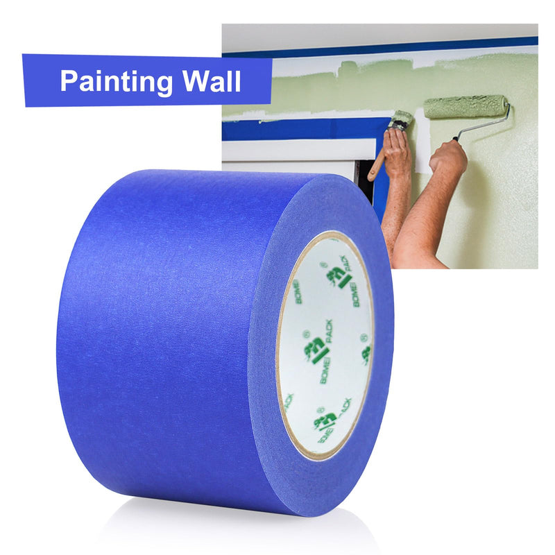 BOMEI PACK Wide Blue Painters Tape 3 Inches x 30 Yards, 3D Tape, 3D Printing Tape for Laser Cutting, 21-Day Clean Removal Wide Masking Tape