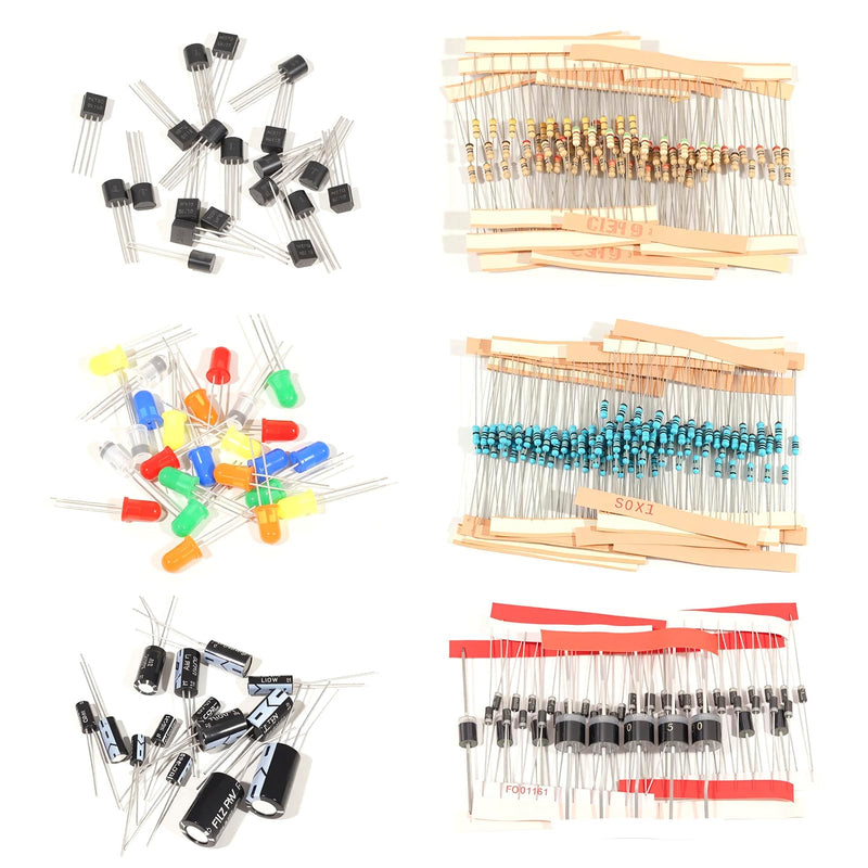 1910Pcs Electronic Component Kit Resistor Electrolytic Capacitor Schottky Diodes LED Diode Transistor Electronics Components Assortment for DIY Project