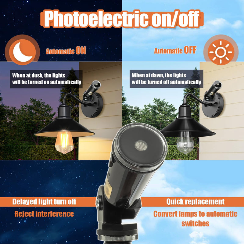 [Australia - AusPower] - 3 Pack 120-277V AC Photocell Light Sensor Light Control Sensor Button Switch IP65 Dusk to Dawn Sensor for Outdoor Lighting Photoelectric Switch with Automatic Illumination Detection Circuit 3 Pack 