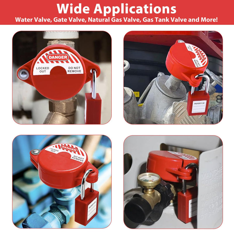 [Australia - AusPower] - Wisamic 2-Pack Gate Valve Lockout - Outdoor Faucet Lock for 1" to 2-1/2" Valve Handles, Secure Hose Bib Lock for Water Spigot, Propane Tank, Natural Gas, Petroleum and Chemical Industry - Red 2 Packs 