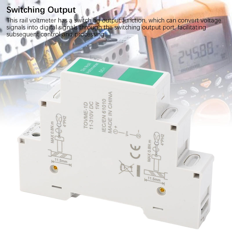 [Australia - AusPower] - DC Digital Voltmeter, LED Display Switching Output DIN Rail Mount Voltage Meter Electrical Instrument Measurement Tool for DC 11V-310V, Convenient and Efficient, Full Isolation 
