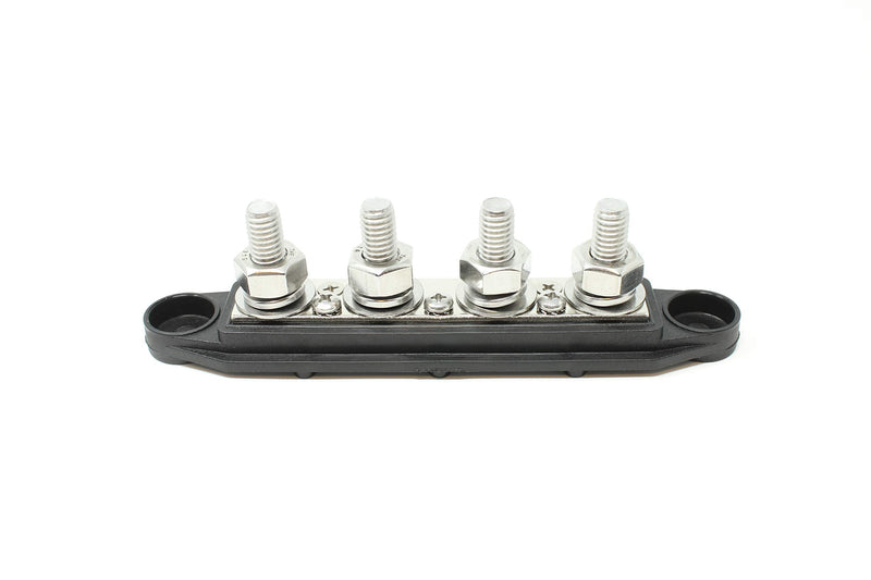 [Australia - AusPower] - 4 Post Power Distribution Block Bus Bar with Cover - Made in The USA - 250 Amp Rating - Marine, Automotive, and Solar Wiring (5/16" - Black) 5/16" - Black 