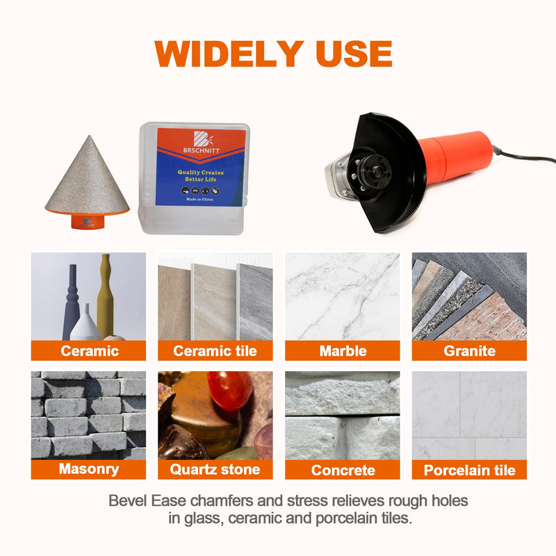 [Australia - AusPower] - Diamond Chamfer Drill 50 mm - BRSCHNITT Diamond Chamfer Bits Finger Mill for Enlarging Holes in Tiles Porcelain Marble Ceramic Granite M14 Thread for Angle Grinder 1 2-50mm 