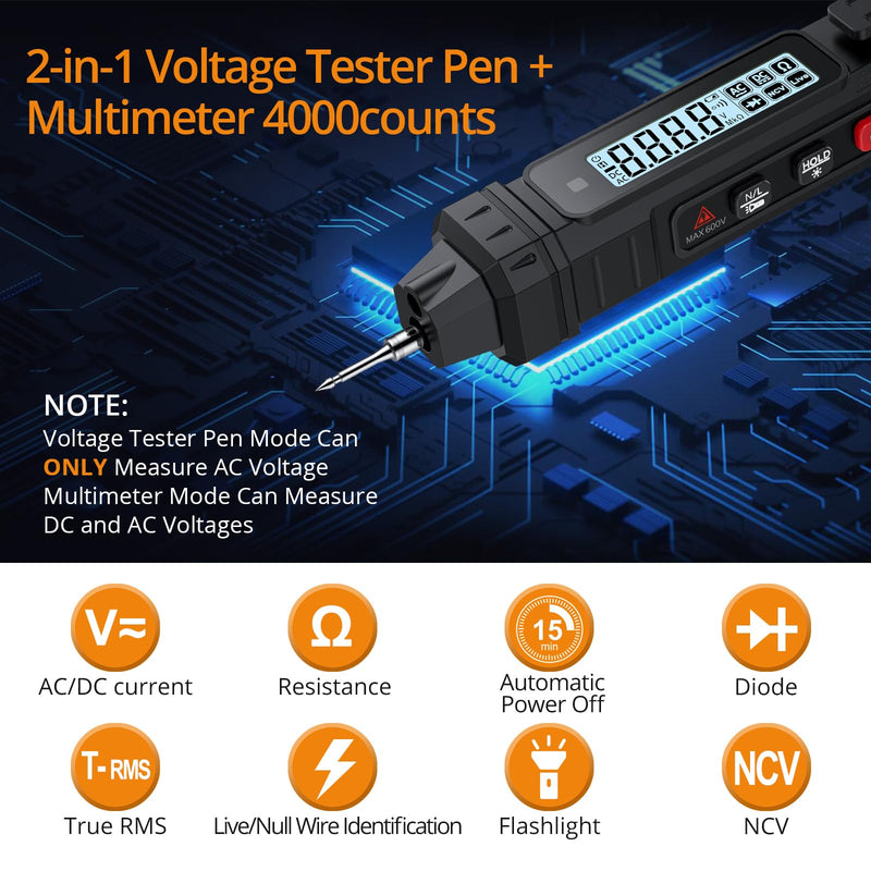[Australia - AusPower] - Neoteck Professional Electrical Kit: 6000 Counts 2-in-1 Multimeter & 4000 Counts 2-in-1 Multimeter, LCD Display, AC/DC Voltage, Resistance, Continuity, Capacitance, Diode, Frequency 