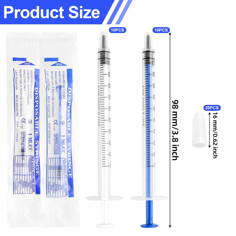 Colostrum Syringe 1 ml Colostrum Syringes Colostrum Collecting Set Sterile | Pack of 20 syringes, 1 ml, colostrum collector syringe with caps, plastic syringes for refilling and measuring liquids 1 ml-Blue+White