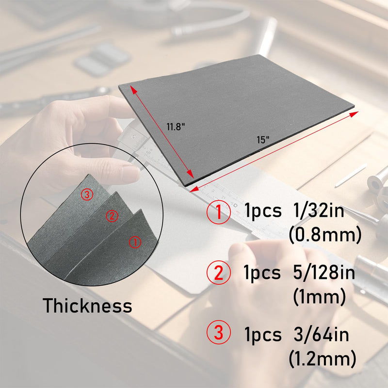[Australia - AusPower] - Non-Asbestos Gasket Material Kit - 3 Sheets 15"x11.8" Oil-Resistant & High-Temperature (550°F), Stable Sealing for Small Engine Repair, Lawn Mower, Motorcycle, Generator - 0.8mm/1mm/1.2mm 15"x11.8" 3 Gray 