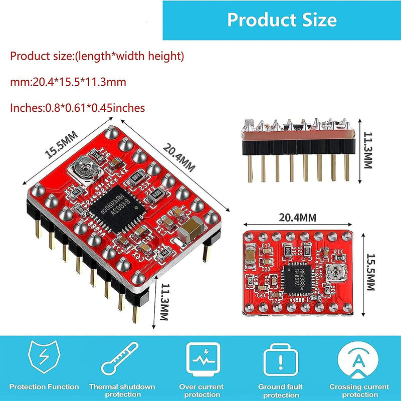[Australia - AusPower] - A4988 Stepper Motor Driver with Heat Sink, Suitable for 3D Printer Accessories of Mendel Huxley Arduino 