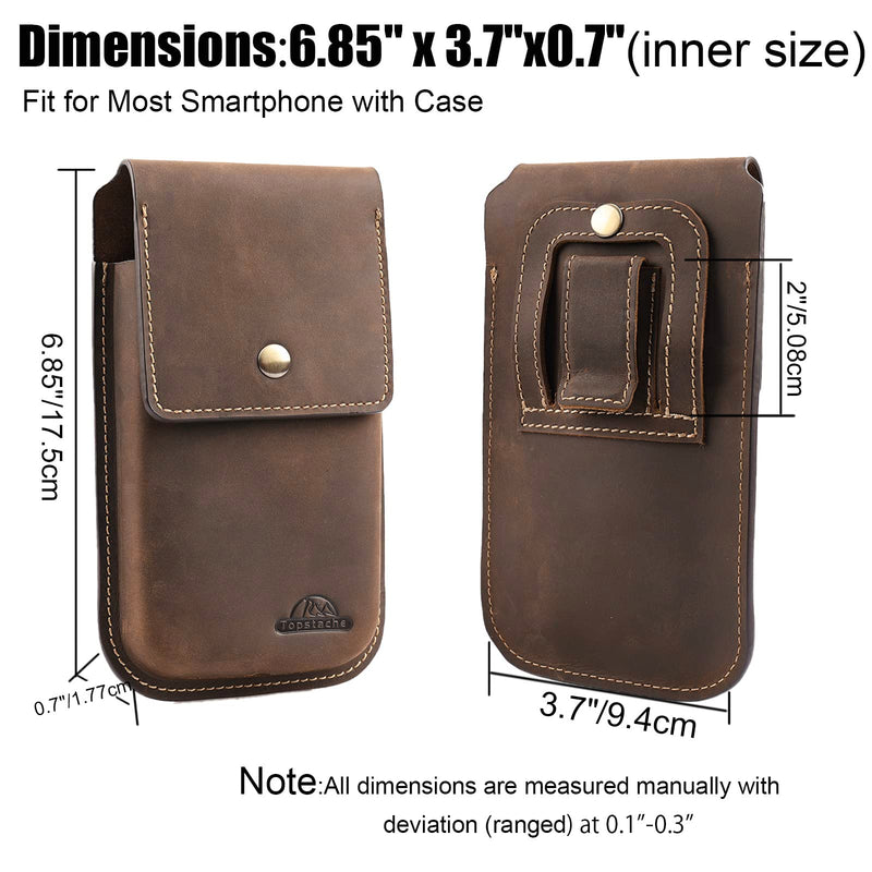 [Australia - AusPower] - Topstache Leather Phone Holster for Belt,Flip Cell Phone Case with Belt Clip for S22 Ultra,S22 Plus,S22, Pouch for iPhone 14/13 Pro Max, Universal Smartphone Sheath X-Large Darkbrown 