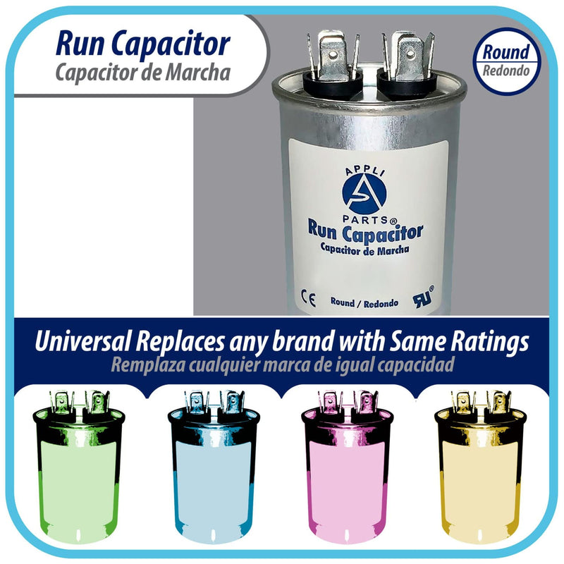 [Australia - AusPower] - Appli Parts Run Capacitor for ac 15 Mfd uF (microfarads) 370 VAC or 450 VAC CBB65 Round Universal fit for hvac and other applications 3 in High 1-5/8 in Wide CON-15-450 