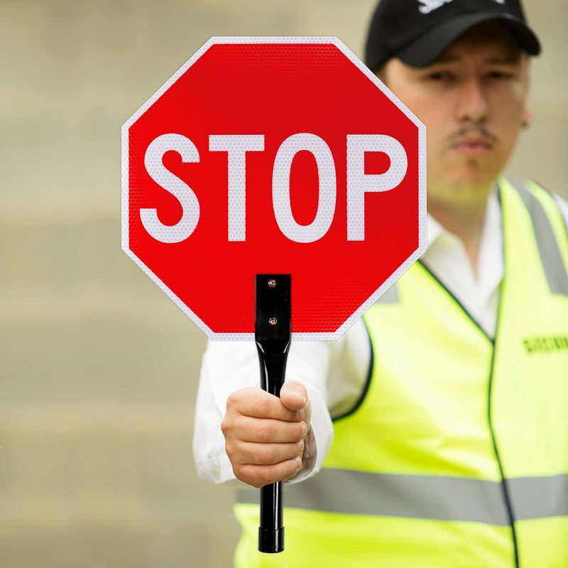 T&R (2 Pack) Stop Slow Sign with Handle, 13 x 13 Inches Double Sided Stop/Slow Traffic Sign, Rust Free Aluminum Reflective, Weather Resistant, Waterproof, Fade Resistant, Easy to Mount. 13" x 13" - 2 Pack - Stop/Slow